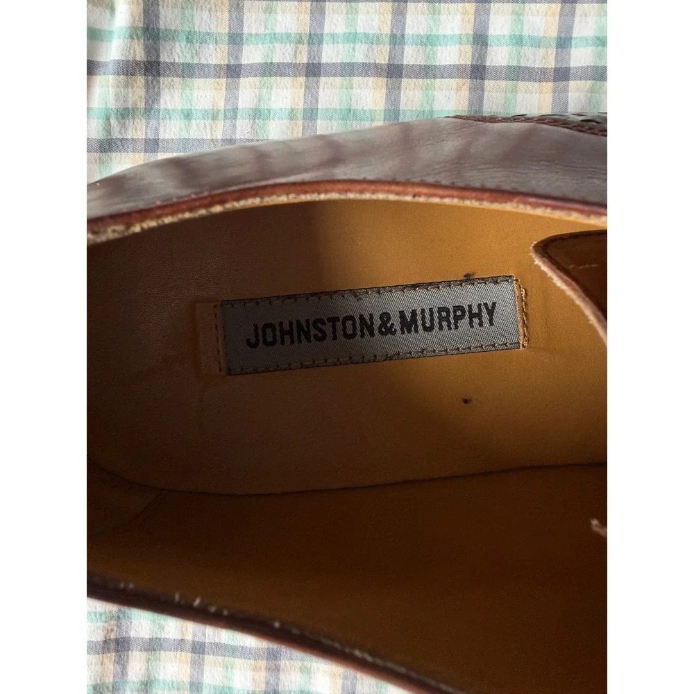 Johnston & Murphy Mens Brown Woven Leather Oxford Dress Shoes 15-2140 Size 11 M
